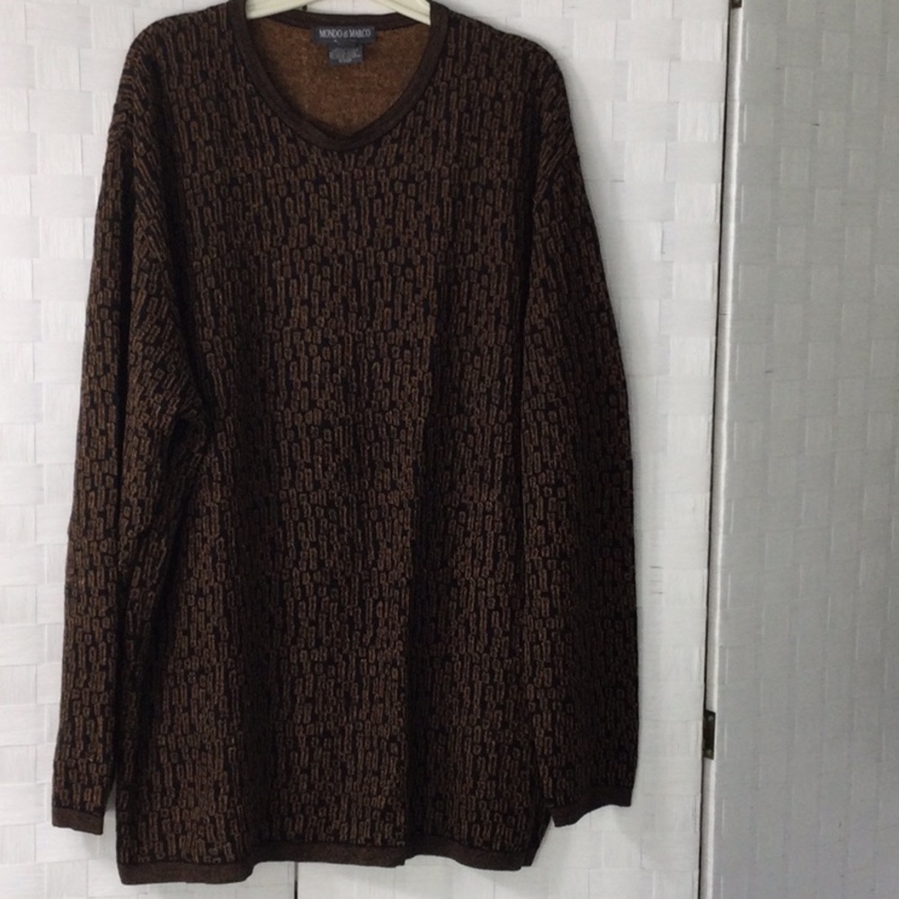 Mens Mondo di Marco Pullover size L long sleeves made in Italy gold & black #402